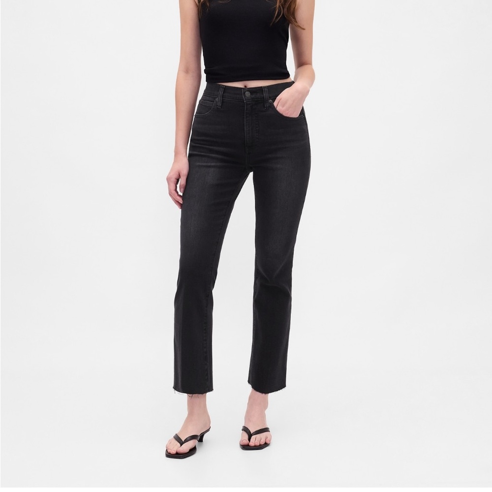GAP Women's Washed Black High Rise Kick Flare Jeans